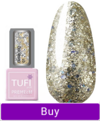 Гель-лак TUFI profi PREMIUM Diamond 07 Gold великі блискітки 8 мл